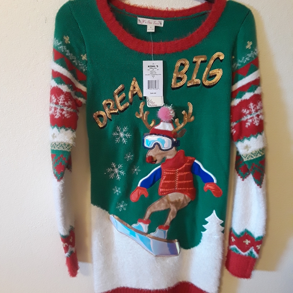 Reindeer Ugly Christmas Sweater Dress